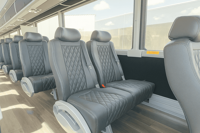 interior of Fort Collins Coach Bus Service charter bus